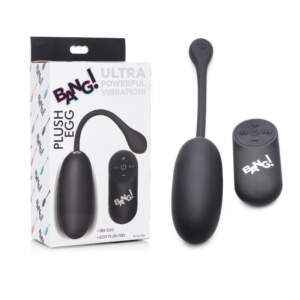 XR Brands BANG Plush Egg Wireless Remote Vibrating Egg Black AG590BLACK 848518040084 Multiview