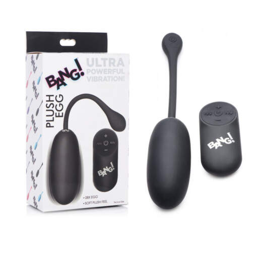 XR Brands BANG Plush Egg Wireless Remote Vibrating Egg Black AG590BLACK 848518040084 Multiview