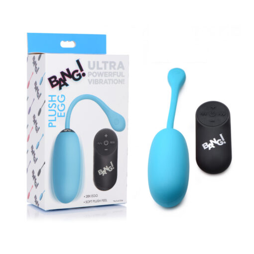 XR Brands BANG Plush Egg Wireless Remote Vibrating Egg Blue AG590BLUE 848518040091 Multiview