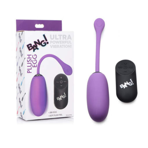 XR Brands BANG Plush Egg Wireless Remote Vibrating Egg Purple AG590PURPLE 848518040114 Multiview