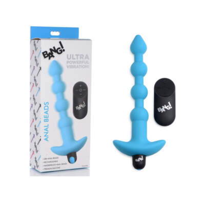 XR Brands BANG Wireless Remote VIbrating Anal Beads Blue AG614BLUE 848518041838 Multiview