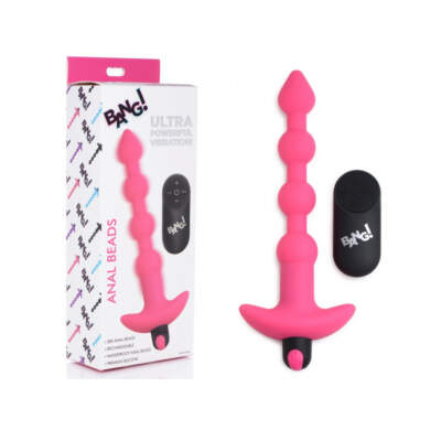 XR Brands BANG Wireless Remote VIbrating Anal Beads Pink AG614PINK 848518041845 Multiview