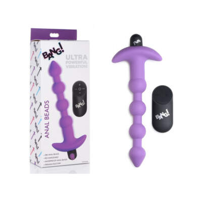XR Brands BANG Wireless Remote VIbrating Anal Beads Purple AG614PURPLE 848518041852 Multiview