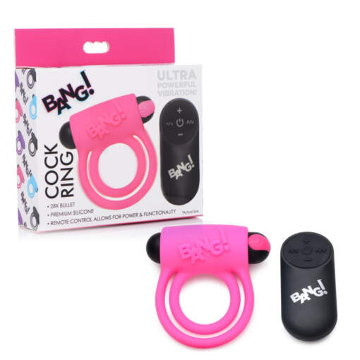 XR Brands BANG Wireless Remote Vibrating Cock Ring Pink AG572PINK 848518039842 Multiview