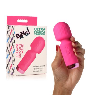 XR Brands Bang 10x Mini Silicone Wand Vibrator Pink AH205PNK 848518052131 Multiview