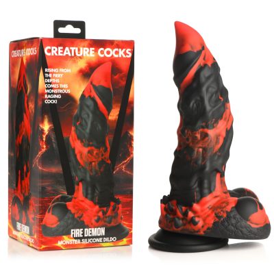 XR Brands Creature Cocks Fire Demon Monster Silicone Dildo Red Black AH264 848518052889 Multiview