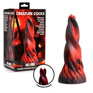 XR Brands Creature Cocks Hell Kiss Twisted Tongues Fantasy Silicone Dildo Red Black AH159 848518051622 Multiview