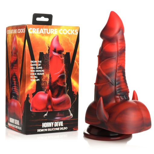XR Brands Creature Cocks Horny Devil Demon Silicone Dildo Red Black AH266 848518052988 Multiview
