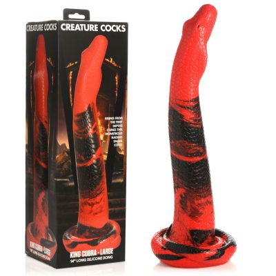 XR Brands Creature Cocks King Cobra 14 Inch Long Silicone Dong Large Red Black AH281LARGE 848518053084 Multiview