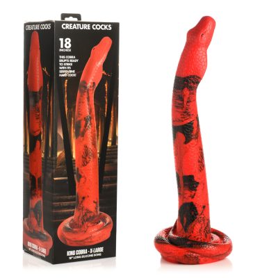 XR Brands Creature Cocks King Cobra 18 Inch Long Silicone Dong XL Extra Large Red Black AH281XL 848518053091 Multiview