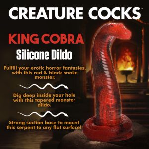 XR Brands Creature Cocks King Cobra 8 point 4 inch Silicone Dildo Red Black AH196 848518052087 Detail