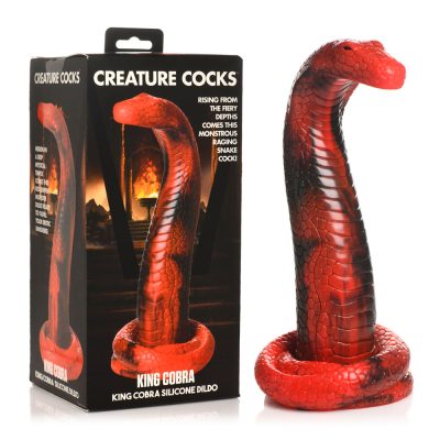 XR Brands Creature Cocks King Cobra 8 point 4 inch Silicone Dildo Red Black AH196 848518052087 Multiview