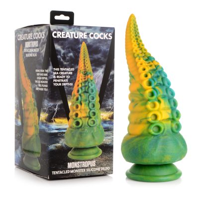 XR Brands Creature Cocks Monstropus Tentacled Monster Silicone Dildo Green Yellow AG919 848518046697 Multiview