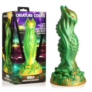 XR Brands Creature Cocks Nebula Alien Silicone Dildo Green AH268 848518053008 Multiview