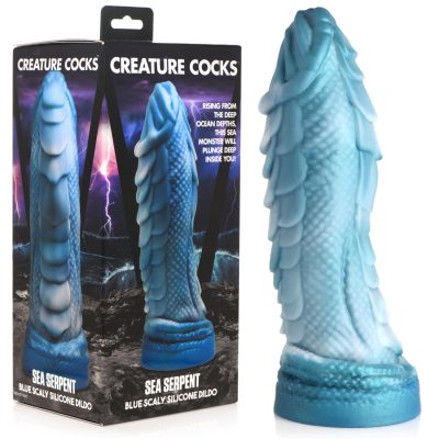 XR Brands Creature Cocks Sea Serpent Scaly Silicone Dildo Blue AH042 848518048714 Multiview