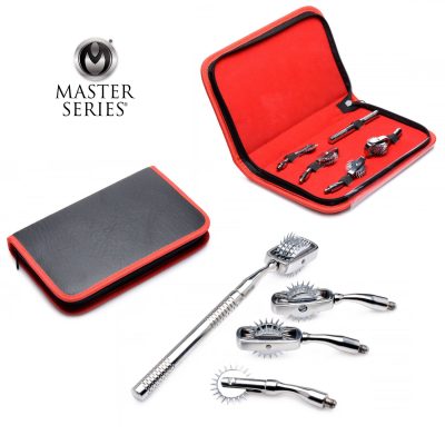 XR Brands Master Series 4 Pc Stainless Steel Deluxe Wartenberg Wheel Pinwheel Set with Case Chrome AG284 848518034939 Multiview
