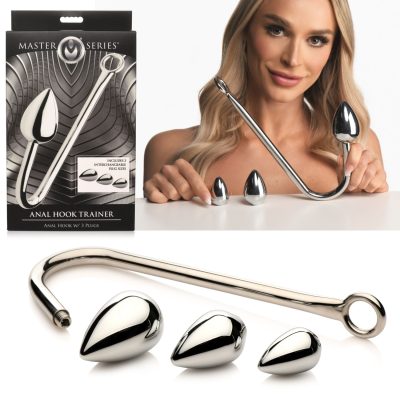 XR Brands Master Series Anal Hook Trainer Set 3 Sizes of Plug Stainless Steel Chrome AH261 848518052858 Multiview