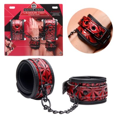 XR Brands Master Series Crimson Tied Collection Wrist Cuffs Red AE142WRIST 848518016553 Multiview