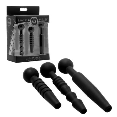 XR Brands Master Series Dark Rods 3 Pc Silicone Penis Plug Set Black AE840 848518023599 Multiview