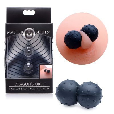 XR Brands Master Series Dragons Orbs Nubby Magnetic Nipple Clamp Balls Black AG131 848518033161 Multiview
