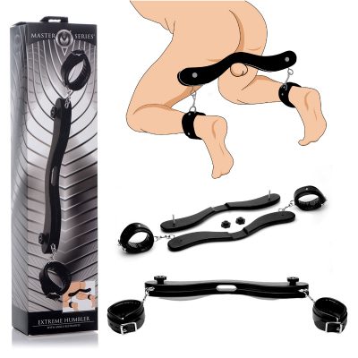 XR Brands Master Series Extreme Humbler Scrotum Restraint Bar with Cuffs AF218 848518026118 Multiview