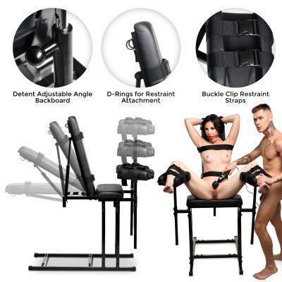 XR Brands Master Series Extreme Obedience Sex Chair Black AH035 848518048639 Multi Detail