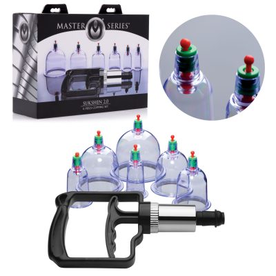 XR Brands Master Series Sukshen 2 point 0 6 Pc Cupping Set Clear AF193 848518025753 Multiview