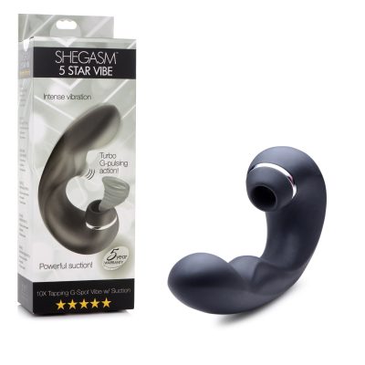 XR Brands Shegasm 5 Star Tapping G Spot Vibe with Suction Black AG667Black 848518042675 Multiview