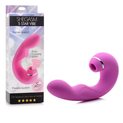XR Brands Shegasm 5 Star Tapping G Spot Vibe with Suction Pink AG667Pink 848518042774 Multiview