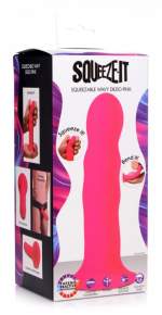 XR Brands Squeeze It Thermoreactive Wavy Dildo Pink AG328PINK 848518035431 Boxview