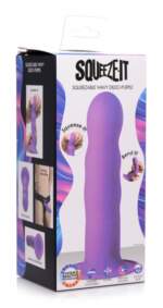 XR Brands Squeeze It Thermoreactive Wavy Dildo Purple AG328PUR 848518035424 Boxview