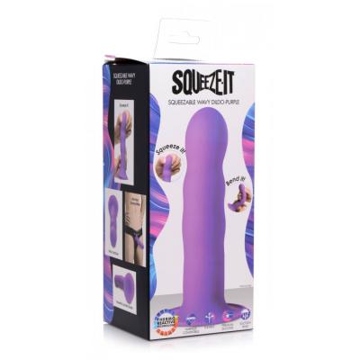 XR Brands Squeeze It Thermoreactive Wavy Dildo Purple AG328PUR 848518035424 Boxview