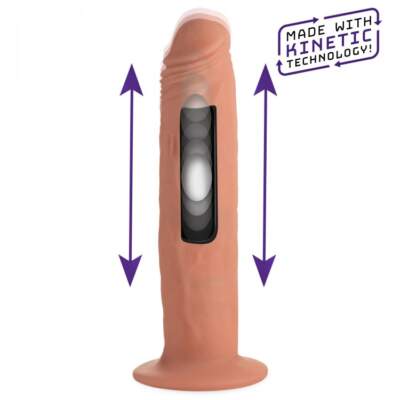 XR Brands Thump It Thumping Wireless Remote Penis Dildo Large with Suction Cup Light Flesh AF970 848518032768 Action Detail