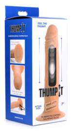 XR Brands Thump It Thumping Wireless Remote Penis Dildo Small with Suction Cup Light Flesh AF970 848518032782 Boxview