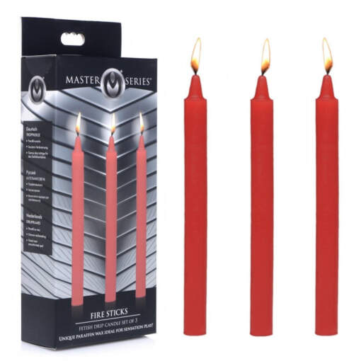 Xr Brands Master Series Fire Sticks Fetish Wax Drip Candles 3 Pack Red AG364RED 848518036469 Multiview