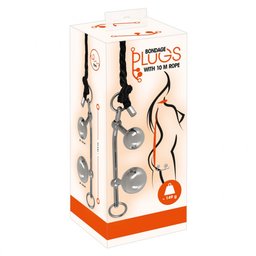 You2Toys Bondage Plugs with 10m Rope Silver Black 0539163 4024144123056 Boxview