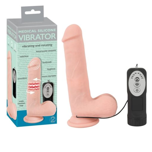 You2Toys Medical Silicone 8 inch Penis Vibrator with Rotation Light Flesh 05968680000 4024144632145 Multiview