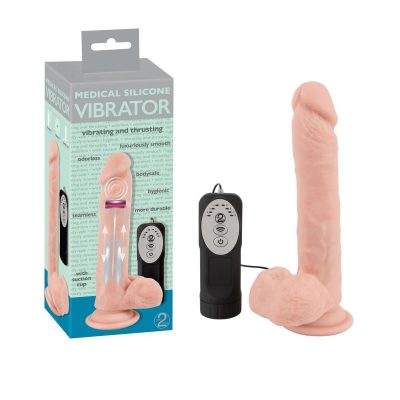 You2Toys Medical Silicone 8 point 5 inch Penis Vibrator with Thrusting Light Flesh 05968840000 4024144632169 Multiview