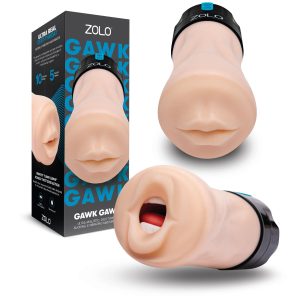 ZOLO Gawk Gawk Realistic Sucking Vibrating Deep Throat Mouth Masturbator Light Flesh Black ZO6063 848416012916 Multiview