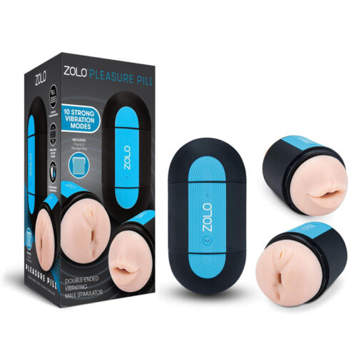ZOLO Pleasure Pill Rechargeable Double Ended Vibrating Stroker Anal Mouth ZO6040 848416006250 Multiview