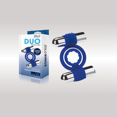 ZOLO Rechargeable Vibrating Duo Cock Ring Blue 6039 848416006243 Multiview
