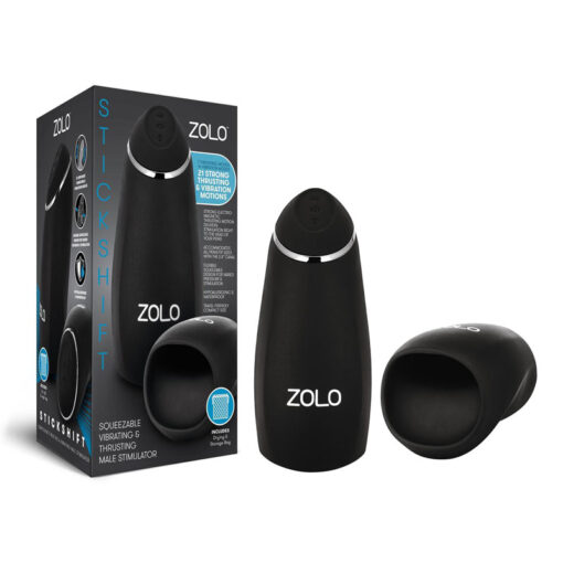 ZOLO Stickshift Rechargeable Vibrating Thrusting Tip Stroker Black ZO6033 848416007479 Multiview