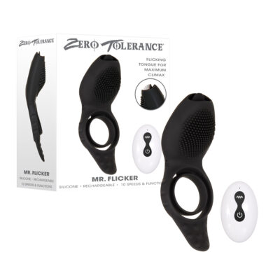 Zero Tolerance Mr Flicker Wireless Vibrating Cock Ring with Flickering Tongue Black ZE RS 9116 2 844477019116 Multiview