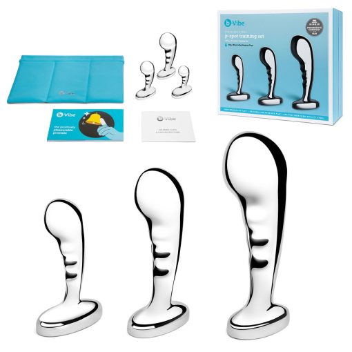 b Vibe Stainless Steel Weighted Prostate Plug Training Set Chrome BV054 4890808279014 Multiview