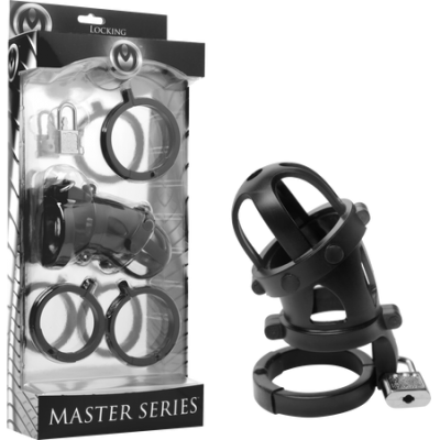 AD520 - The Chamber - Locking Chastity Cage (Black) - 848518010698