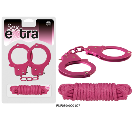 FNF050A000-007 - Metal Cuffs & Love Rope Kit Set (Pink) -