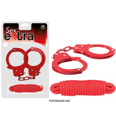 FNF050A000-008 - Metal Cuffs & Love Rope Kit Set (Red) -